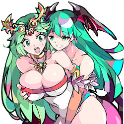 This is a pixiv picture whose title is パルテナ×モリガン.