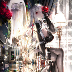 This is a pixiv picture whose title is 🌹🌙.