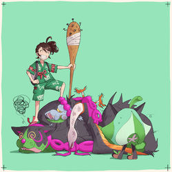 This is a pixiv picture whose title is 碧の仮面（おまけ漫画あります）.
