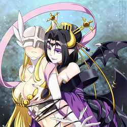 This is a pixiv picture whose title is Lilithmon x Angewomon.