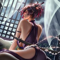 This is a pixiv picture whose title is Yuzuriha.