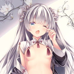 This is a pixiv picture whose title is おねむな銀髪チャイナちゃん。.