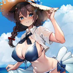 This is a pixiv picture whose title is 夏っぽい水着時雨.