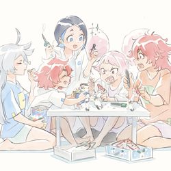 This is a pixiv picture whose title is 【水星の魔女】ガンプラ地球寮.