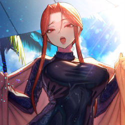 This is a pixiv picture whose title is 「……卑しい視線ね｡」.