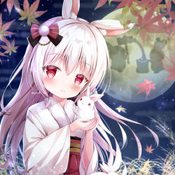 This is a pixiv picture whose title is 中秋の名月とうさぎ達.