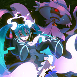 This is a pixiv picture whose title is ゴーストミクとムウマージ.