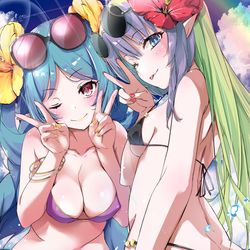 This is a pixiv picture whose title is 常夏の姉妹妖精サンシャインアメス＆ココナッツネビア(何が).