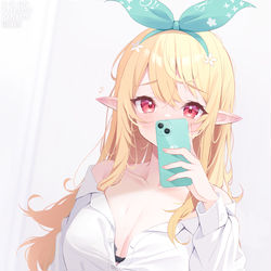This is a pixiv picture whose title is Wanna come over? I am home alone.