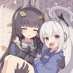 This is a pixiv picture whose title is 霞沢ミユママ(？)&月雪ミヤコちゃん(幼女).