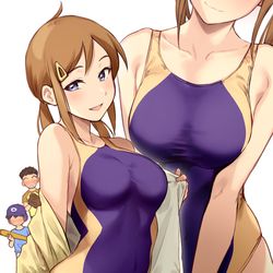 This is a pixiv picture whose title is 弟とその友達を誘惑するizumiお姉ちゃん.