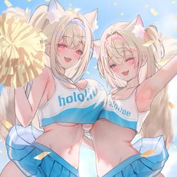 This is a pixiv picture whose title is FUWAMOCO Cheerleaders.