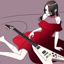 This is a pixiv picture whose title is ドレスとギター.