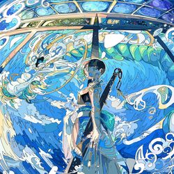 This is a pixiv picture whose title is 神様が描かせた.