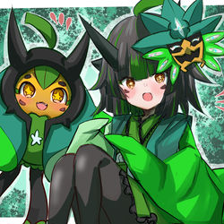 This is a pixiv picture whose title is ポケモン擬人化「オーガポン２」.