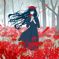 This is a pixiv picture whose title is 夏の終わりを告げる花.