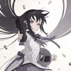 This is a pixiv picture whose title is 🖤💜.