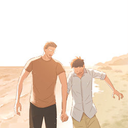 This is a pixiv picture whose title is 浜辺と運転手とビジネスマン.