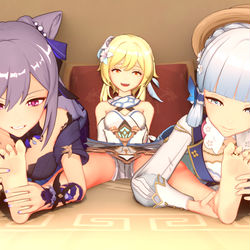 This is a pixiv picture whose title is 蛍と神里綾華と刻晴.