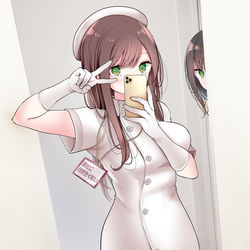 This is a pixiv picture whose title is ナース服OLちゃん.