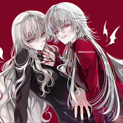 This is a pixiv picture whose title is 女装男子とメスお兄さん.