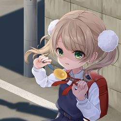 This is a pixiv picture whose title is 「いいんですか？鳴らしちゃいますよ？」.