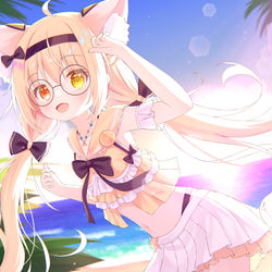 This is a pixiv picture whose title is 【委托】海边橘猫.