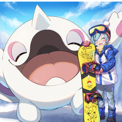 This is a pixiv picture whose title is 幼いグルーシャさんとアルクジラくん(捏造注意).