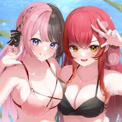 This is a pixiv picture whose title is 橘ひなの×猫汰つな.