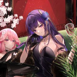 This is a pixiv picture whose title is Raiden Shogun with Yae Miko!.