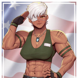 This is a pixiv picture whose title is Muscular army girl salute.