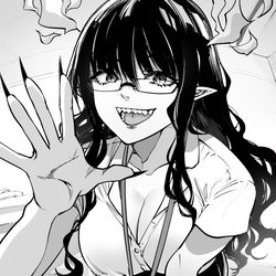 This is a pixiv picture whose title is 😈魔王の娘のオフィス レディ😈.