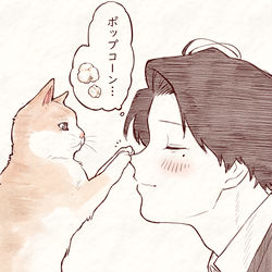 This is a pixiv picture whose title is 【会社と私生活】オフショット：ポップコーン.