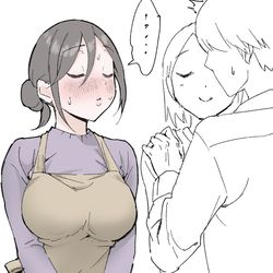 This is a pixiv picture whose title is あの日以来行ってきますのチューの時なんか隣にいるお義母さん.