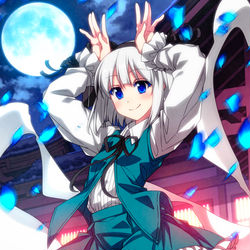 This is a pixiv picture whose title is 月みて跳ねみょん！.