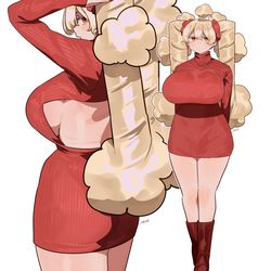 This is a pixiv picture whose title is 背中開き縦セタのモフ・モフコ.