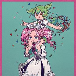 This is a pixiv picture whose title is ずんだもんとめたんちゃん.