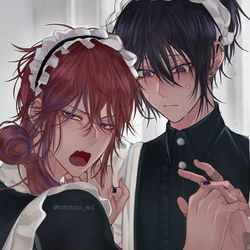 This is a pixiv picture whose title is （後輩に守ってもらうってどうなんだろ...??）.