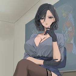 This is a pixiv picture whose title is 美術教師.