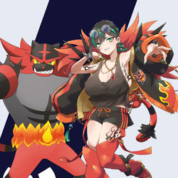 This is a pixiv picture whose title is ガオガエン風衣装りんご.