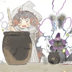 This is a pixiv picture whose title is 10月○日、使い魔の猫が魔法を学びはじめる.