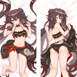 This is a pixiv picture whose title is 原神 胡桃 Hutao 2WT 抱き枕カバー.