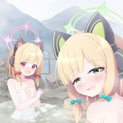 This is a pixiv picture whose title is 温泉パニック.