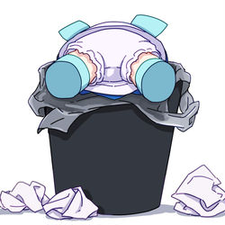 This is a pixiv picture whose title is ごみ箱に刺さるふもふもちるの。.