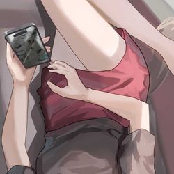 This is a pixiv picture whose title is 寝転びチャン.