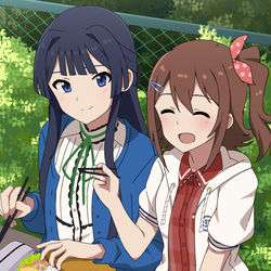 This is a pixiv picture whose title is お弁当を食べる未来ちゃんと静香ちゃん.