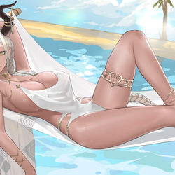 This is a pixiv picture whose title is 尾张海边度假.