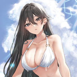 This is a pixiv picture whose title is 水着清水さん.