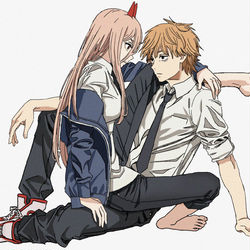 This is a pixiv picture whose title is Power x Denji.