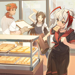 This is a pixiv picture whose title is 佣兵面包店的一天.